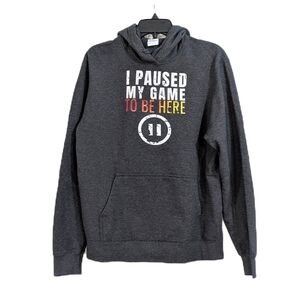I Paused My Game To Be Here Grey Hoodie - Size Medium Mens